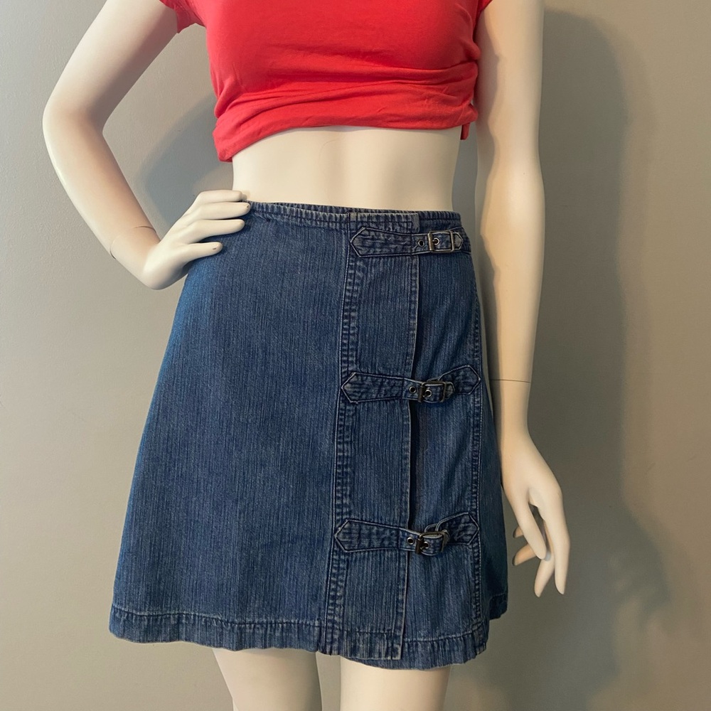 Ralph Lauren 90’s Denim kilt Mini Wrap Skirt Size 4 Adjustable Festival Travel
